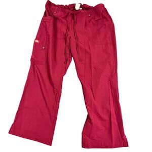 Women's red Dickie scrubs bottom Large Petite excellent condition